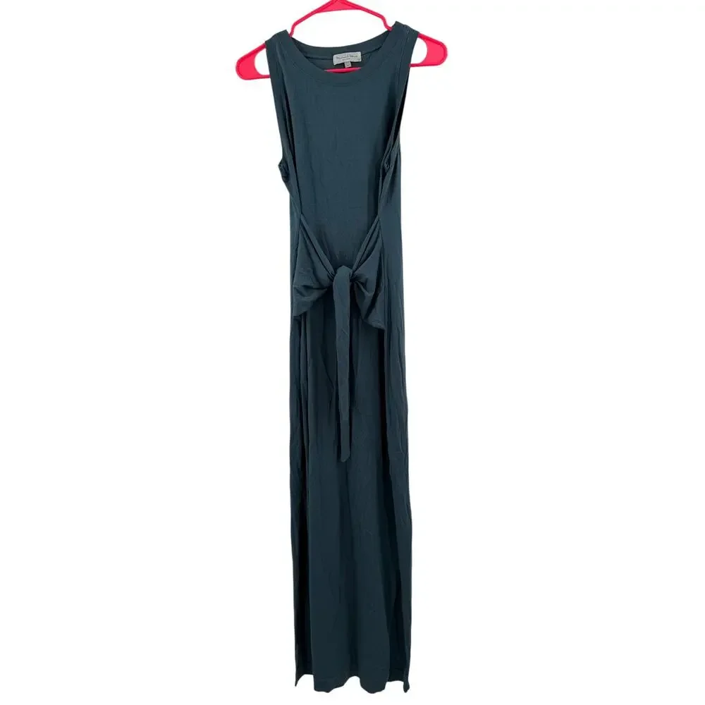 Michael Stars Solange Dress Size Small NEW Tie Waist Maxi Pebble Blue NWOT - Picture 4 of 15